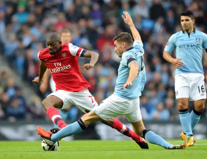 Framed Print : Manchester City vs Arsenal: Abou Diaby vs Javi Garcia - 1:1 Stalemate in the Premier League