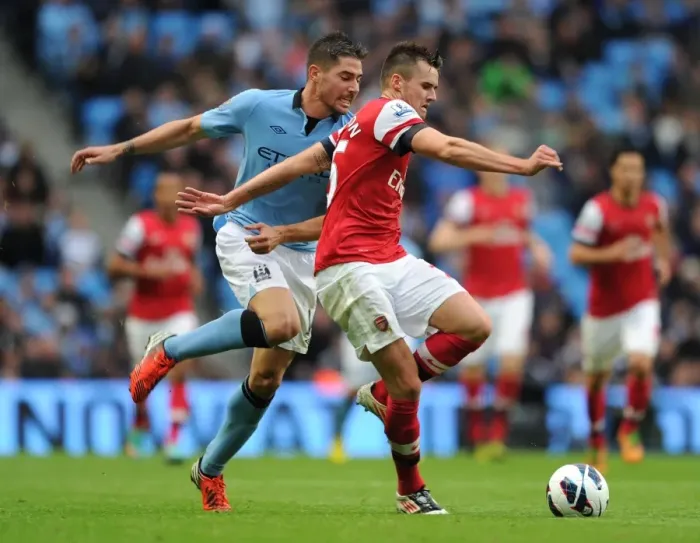 Framed Print : Manchester City vs Arsenal: Carl Jenkinson vs David Silva - 1:1 Stalemate in the Premier League Framed Print : Manchester City vs Arsenal: Carl Jenkinson vs David Silva - 1:1 Stalemate in the Premier League