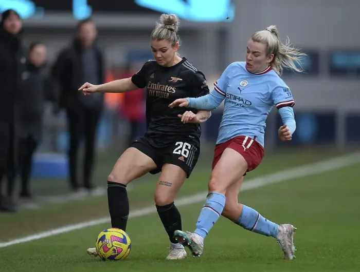 Framed Print : Manchester Derby: FA Women's Super League Showdown - Arsenal vs. Manchester City