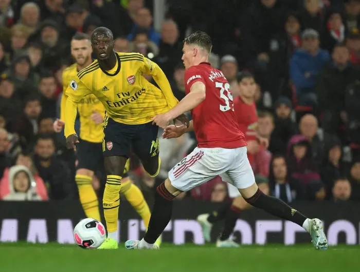Framed Print : Manchester United vs. Arsenal: Pepe Fouls by McTominay (Premier League 2019-20)
