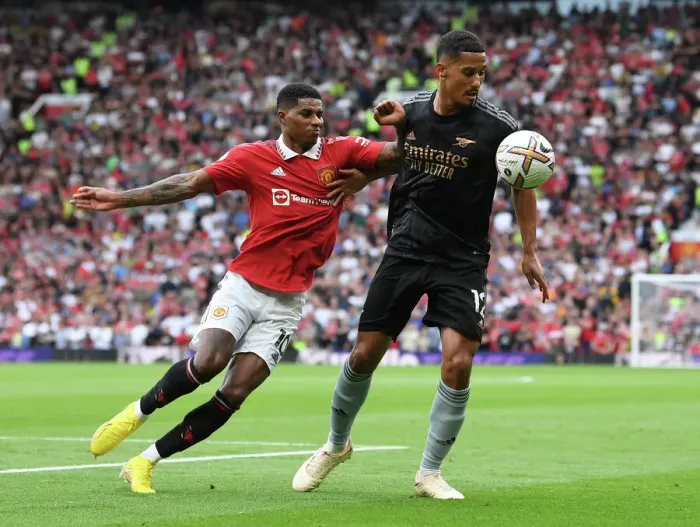 Framed Print : Manchester United vs. Arsenal: Saliba vs. Rashford Clash in Premier League Showdown (2022-23)