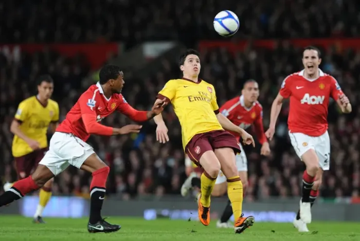 Framed Print : Manchester United's FA Cup Triumph: Nasri vs Evra (2:0) - Arsenal's Defeat at Old Trafford