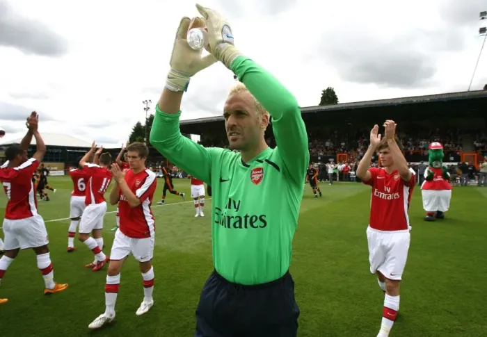 Framed Print : Manuel Almunia: In Action for Arsenal Against Barnet in 2008 Pre-Season Friendly