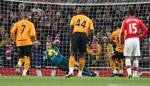 Manuel Almunia (Arsenal) saves Geovanni (Hull) penalty. Arsenal 3: 0 Hull City
