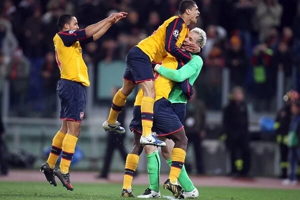Manuel Almunia celebrates winning the penalty shoot