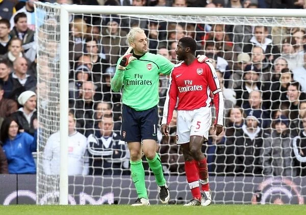 Manuel Almunia and Kolo Toure: Unyielding Defenders in the 0:0 Stalemate at White Hart Lane (Arsenal vs. Tottenham Hotspur, Barclays Premier League, 2009)