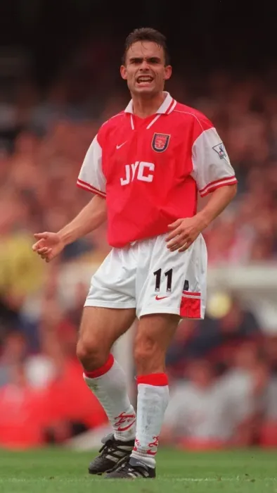 Framed Print : Marc Overmars: The Dutch Winger Who Led Arsenal to Double Victory, 1997 / 98 Framed Print : Marc Overmars: The Dutch Winger Who Led Arsenal to Double Victory, 1997 / 98