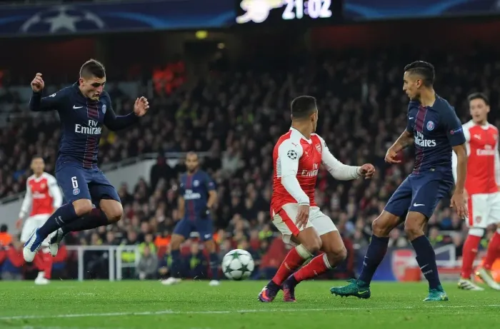 Framed Print : Marco Verratti's Own Goal: Arsenal FC vs Paris Saint-Germain, UEFA Champions League 2016-17 Framed Print : Marco Verratti's Own Goal: Arsenal FC vs Paris Saint-Germain, UEFA Champions League 2016-17
