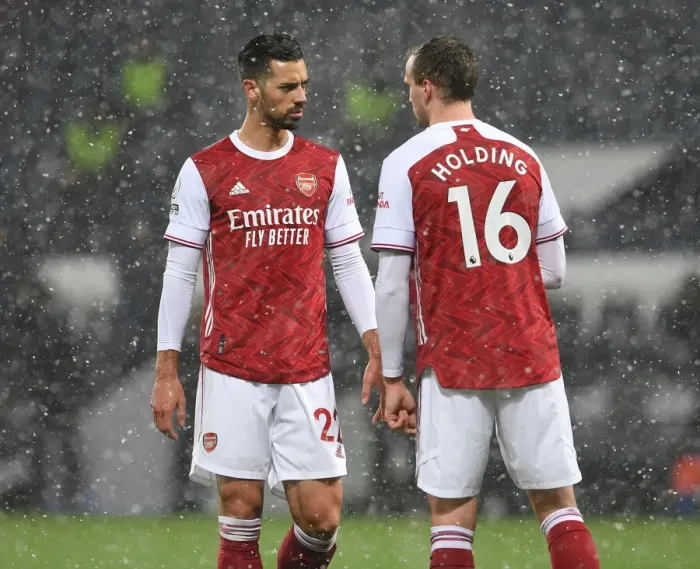 Framed Print : Mari and Holding in Action: Arsenal's Defensive Duo at The Hawthorns (2020-21) Framed Print : Mari and Holding in Action: Arsenal's Defensive Duo at The Hawthorns (2020-21)