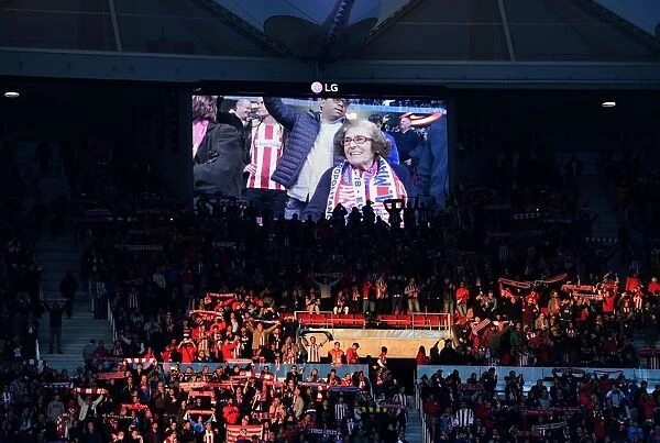 Maria on the big screen. Atletico Madrid 1:0 Arsenal. Europe League Semi Final, 2nd Leg