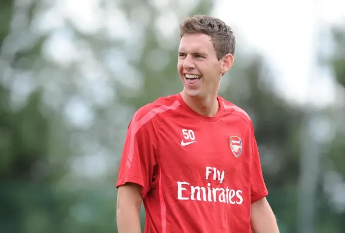 Framed Print : Mark Randall (Arsenal). Arsenal Training Ground, London Colney, Hertfordshire, 6  /  7  /  2010