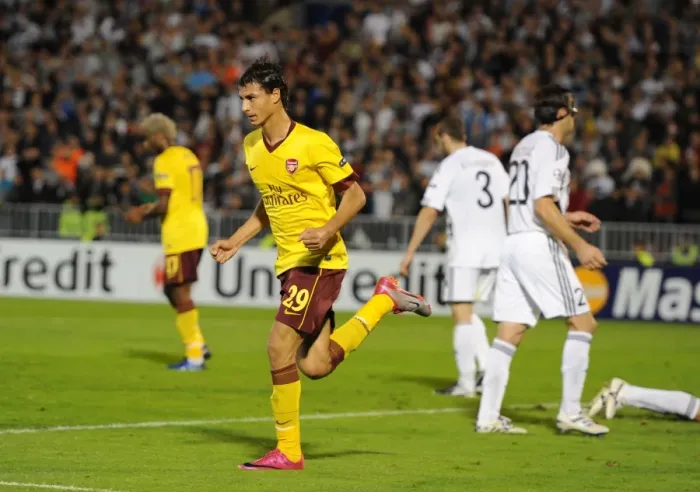 Framed Print : Marouane Chamakh celebrates scoring the 2nd Arsenal goal. Partizan Belgrade 1: 3 Arsenal Framed Print : Marouane Chamakh celebrates scoring the 2nd Arsenal goal. Partizan Belgrade 1: 3 Arsenal