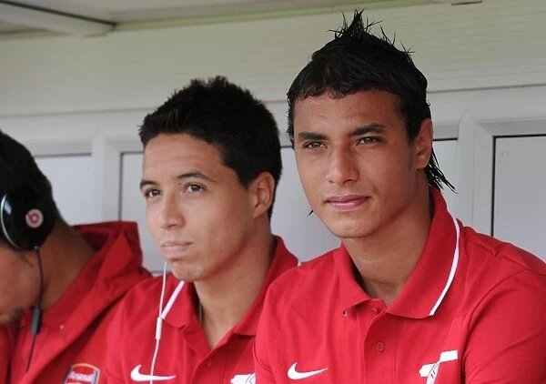 Marouane Chamakh and Samir Nasri (Arsenal). Barnet 0: 4 Arsenal, Pre season friendly