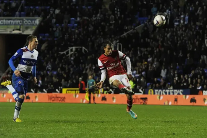 Framed Print : Marouane Chamakh Scores Sensational Chip Against Reading in Capital One Cup Framed Print : Marouane Chamakh Scores Sensational Chip Against Reading in Capital One Cup