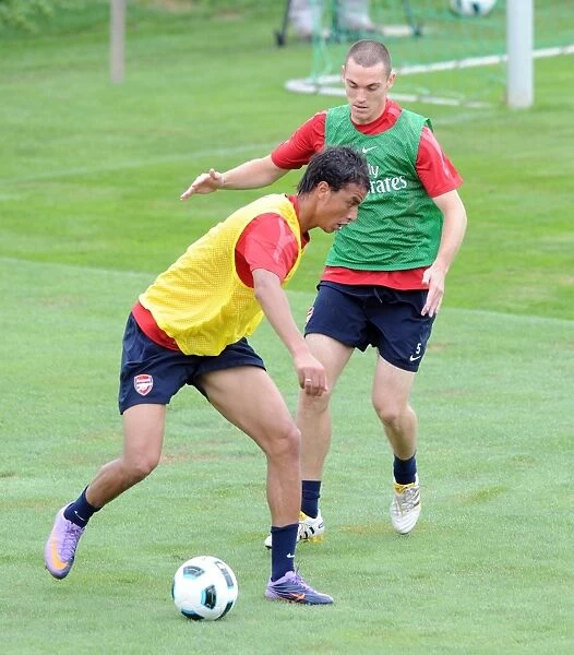 Marouane Chamakh and Thomas Vermaelen (Arsenal). Arsenal Training Camp