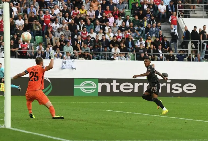 Framed Print : Marquinhos Scores First Arsenal Goal in Europa League Debut vs FC Zurich