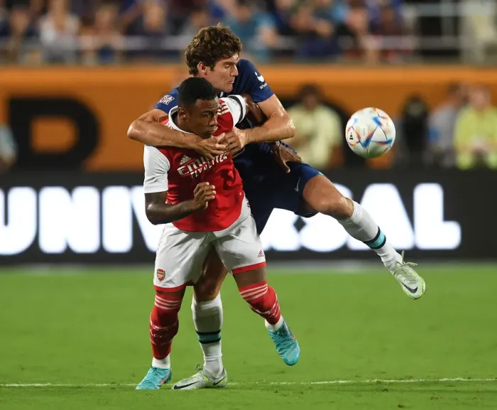 Framed Print : Marquinhos vs. Alonso: A Titanic Clash in the Arsenal vs. Chelsea Florida Cup