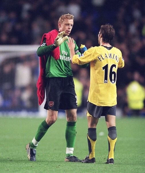 Mart Poom and Mathieu Flamini (Arsenal) at the end of the match