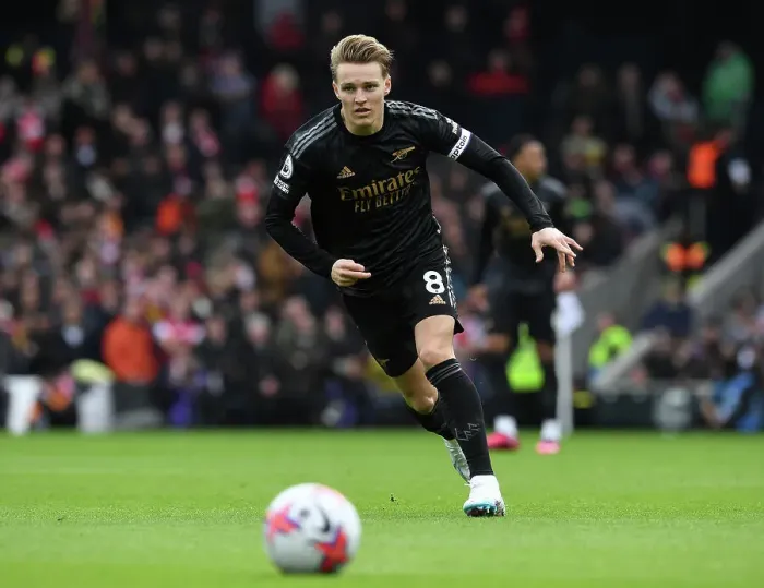Framed Print : Martin Odegaard: In Action for Arsenal Against Fulham in the Premier League 2022-23