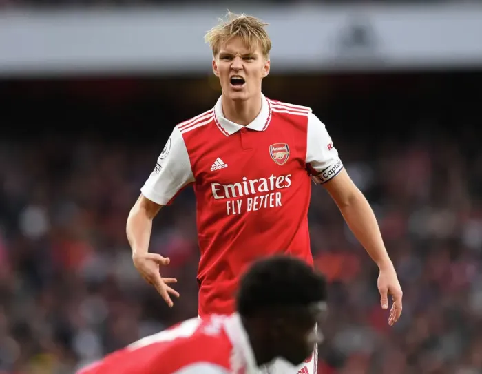 Framed Print : Martin Odegaard in Action: Arsenal vs. Liverpool, Premier League 2022-23