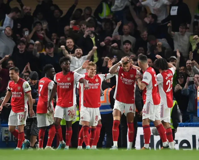 Framed Print : Martin Odegaard and Arsenal Team Celebrate Goals Against Chelsea in Premier League Framed Print : Martin Odegaard and Arsenal Team Celebrate Goals Against Chelsea in Premier League
