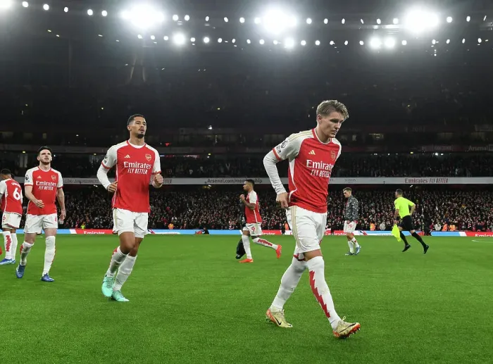 Framed Print : Martin Odegaard: Arsenal's Gear Up for Arsenal vs West Ham United (2023-24)