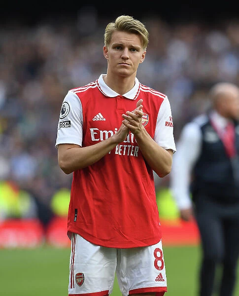 Martin Odegaard Celebrates after Arsenal's Victory over Brighton & Hove Albion (2022-23)