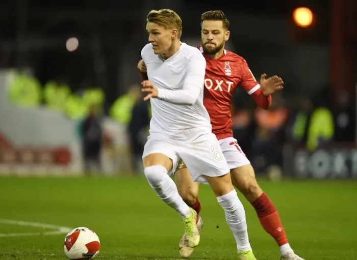 Framed Print : Martin Odegaard in FA Cup Action: Arsenal vs Nottingham Forest (2021-22) Framed Print : Martin Odegaard in FA Cup Action: Arsenal vs Nottingham Forest (2021-22)