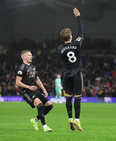 Martin Odegaard and Oleksandr Zinchenko Celebrate Arsenal's Goals Against Brighton & Hove Albion (December 31, 2022)