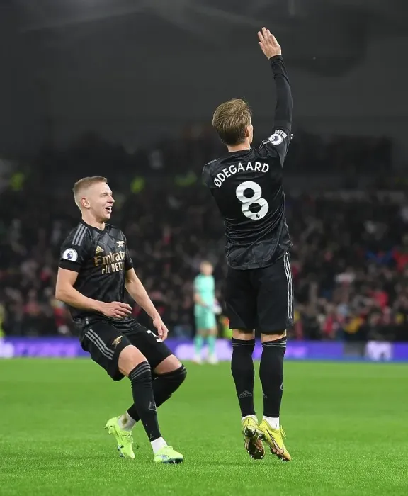 Framed Print : Martin Odegaard and Oleksandr Zinchenko Celebrate Arsenal's Goals Against Brighton & Hove Albion (December 31, 2022) Framed Print : Martin Odegaard and Oleksandr Zinchenko Celebrate Arsenal's Goals Against Brighton & Hove Albion (December 31, 2022)