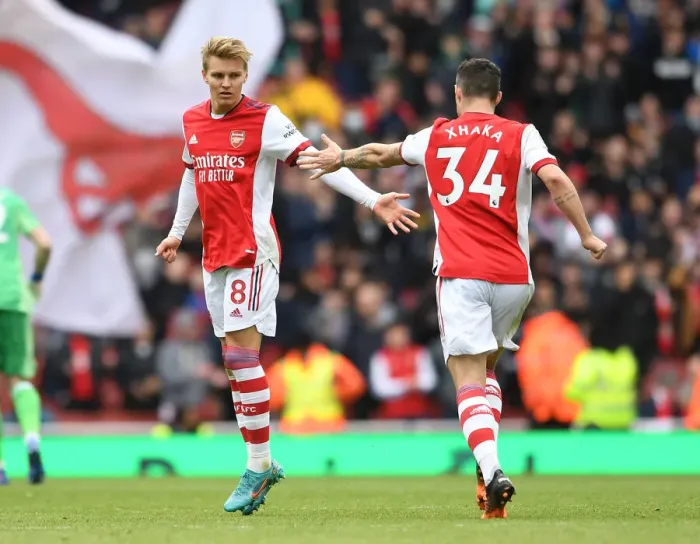 Framed Print : Martin Odegaard Scores: Arsenal Defeats Brighton & Hove Albion in Premier League