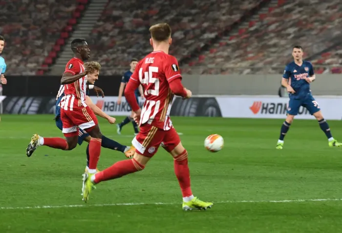 Framed Print : Martin Odegaard Scores for Arsenal in Empty Karaiskakis Stadium: Olympiacos vs Arsenal, UEFA Europa League Round of 16 (March 11, 2021) Framed Print : Martin Odegaard Scores for Arsenal in Empty Karaiskakis Stadium: Olympiacos vs Arsenal, UEFA Europa League Round of 16 (March 11, 2021)