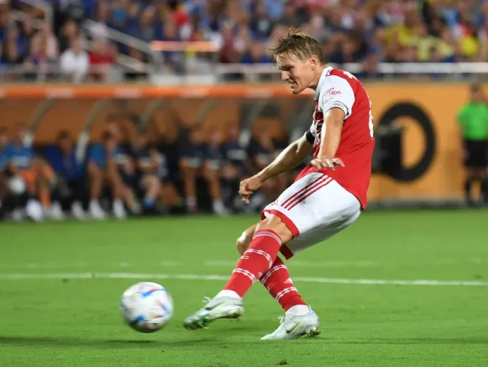 Framed Print : Martin Odegaard Scores Arsenal's Second Goal Against Chelsea in the 2022-23 Florida Cup Framed Print : Martin Odegaard Scores Arsenal's Second Goal Against Chelsea in the 2022-23 Florida Cup