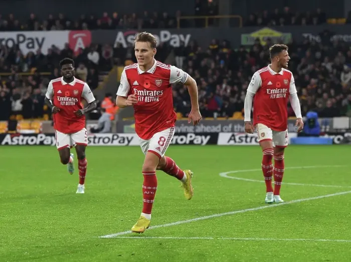 Framed Print : Martin Odegaard Scores Arsenal's Second: Wolverhampton Wanderers vs. Arsenal FC, Premier League 2022-23 Framed Print : Martin Odegaard Scores Arsenal's Second: Wolverhampton Wanderers vs. Arsenal FC, Premier League 2022-23