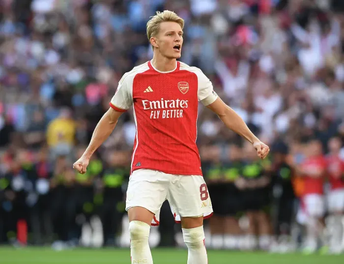 Framed Print : Martin Odegaard Scores the Decisive Penalty: Arsenal Secures FA Community Shield Victory over Manchester City Framed Print : Martin Odegaard Scores the Decisive Penalty: Arsenal Secures FA Community Shield Victory over Manchester City
