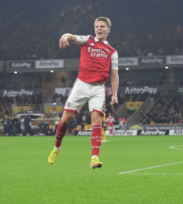 Framed Print : Martin Odegaard Scores First Arsenal Goal: Arsenal Secures Victory Over Wolverhampton Wanderers in Premier League 2022-23 Framed Print : Martin Odegaard Scores First Arsenal Goal: Arsenal Secures Victory Over Wolverhampton Wanderers in Premier League 2022-23