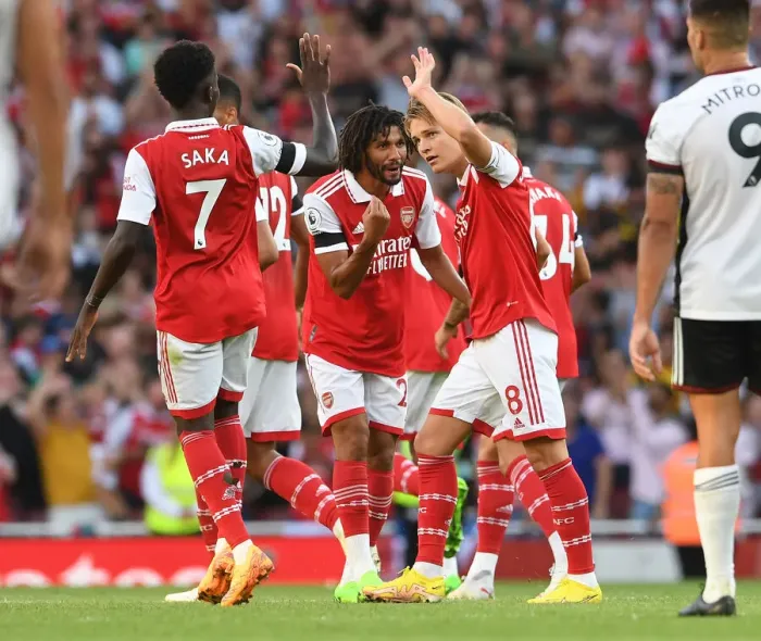 Framed Print : Martin Odegaard Scores First Arsenal Goal: Arsenal FC Triumphs Over Fulham FC in 2022-23 Premier League