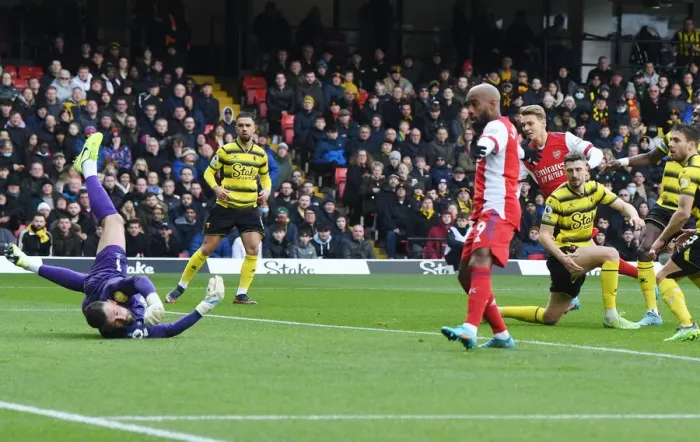 Framed Print : Martin Odegaard Scores First Arsenal Goal: Arsenal Wins Against Watford in Premier League 2021-22