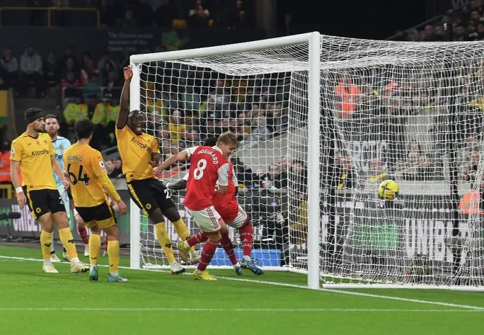 Framed Print : Martin Odegaard Scores First Arsenal Goal: Wolverhampton Wanderers vs Arsenal FC, Premier League 2022-23