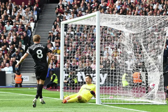 Framed Print : Martin Odegaard Scores Thrilling Second Goal: Arsenal's Victory at London Stadium vs. West Ham United (April 2023)