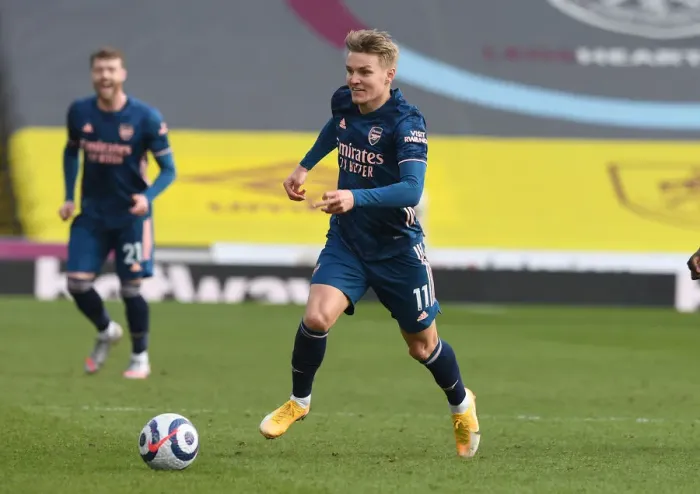 Framed Print : Martin Odegaard Shines in Empty Turf Moor: Arsenal's Triumph over Burnley in the Premier League Amidst COVID-19 Restrictions, March 2021 Framed Print : Martin Odegaard Shines in Empty Turf Moor: Arsenal's Triumph over Burnley in the Premier League Amidst COVID-19 Restrictions, March 2021