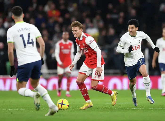 Framed Print : Martin Odegaard vs Son Heung-Min: A Premier League Battle at Tottenham Hotspur Stadium (2022-23) Framed Print : Martin Odegaard vs Son Heung-Min: A Premier League Battle at Tottenham Hotspur Stadium (2022-23)