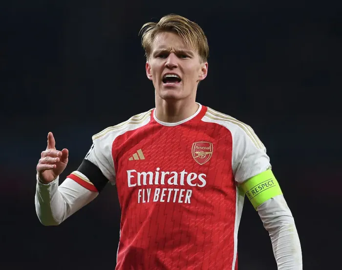 Framed Print : Martin Odegaard's Brilliant Performance: Arsenal's Champions League Victory Over RC Lens (2023-24)