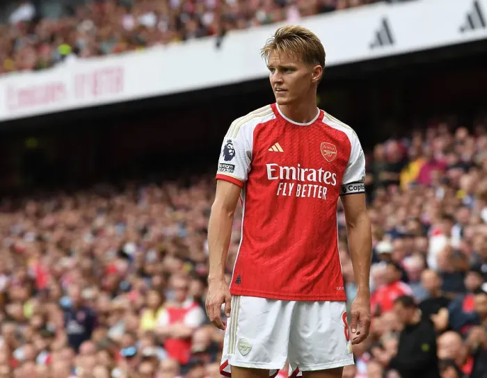 Framed Print : Martin Odegaard's Debut: Arsenal Kicks Off 2023-24 Premier League with Dominant Win over Nottingham Forest