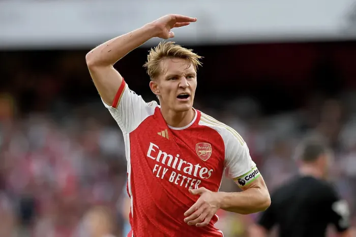 Framed Print : Martin Odegaard's Emotional Moment: Arsenal vs Manchester City, 2023-24 Premier League Framed Print : Martin Odegaard's Emotional Moment: Arsenal vs Manchester City, 2023-24 Premier League