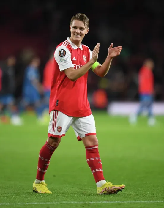 Framed Print : Martin Odegaard's Emotional Reaction: Arsenal's Europa League Clash vs. PSV Eindhoven (2022-23) Framed Print : Martin Odegaard's Emotional Reaction: Arsenal's Europa League Clash vs. PSV Eindhoven (2022-23)