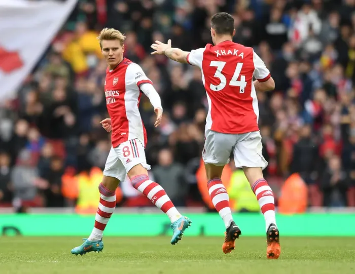 Framed Print : Martin Odegaard's Goal: Arsenal Secures Victory Against Brighton & Hove Albion (April 2022)