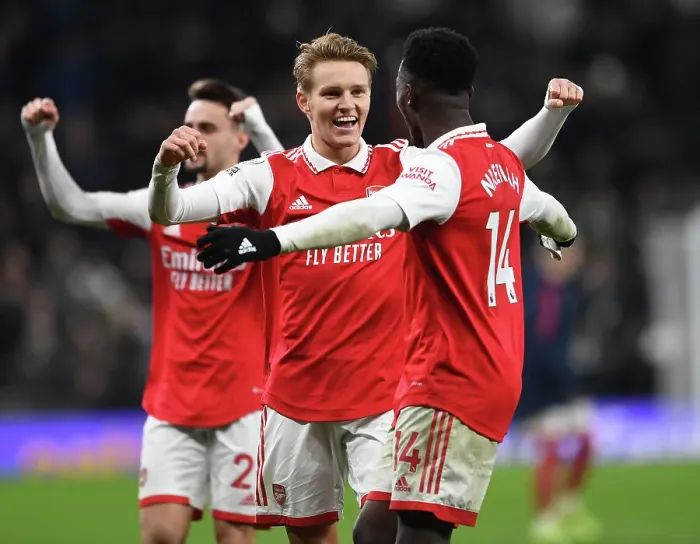 Framed Print : Martin Odegaard's Goal: Arsenal's Triumph over Tottenham Hotspur in the Premier League (2022-23)