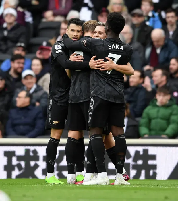Framed Print : Martin Odegaard's Hat-Trick: Arsenal Thrash Fulham in Premier League Showdown (Fulham v Arsenal 2022-23)