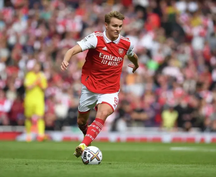 Framed Print : Martin Odegaard's Intense Showdown: Arsenal vs. Tottenham, 2022-23 Premier League